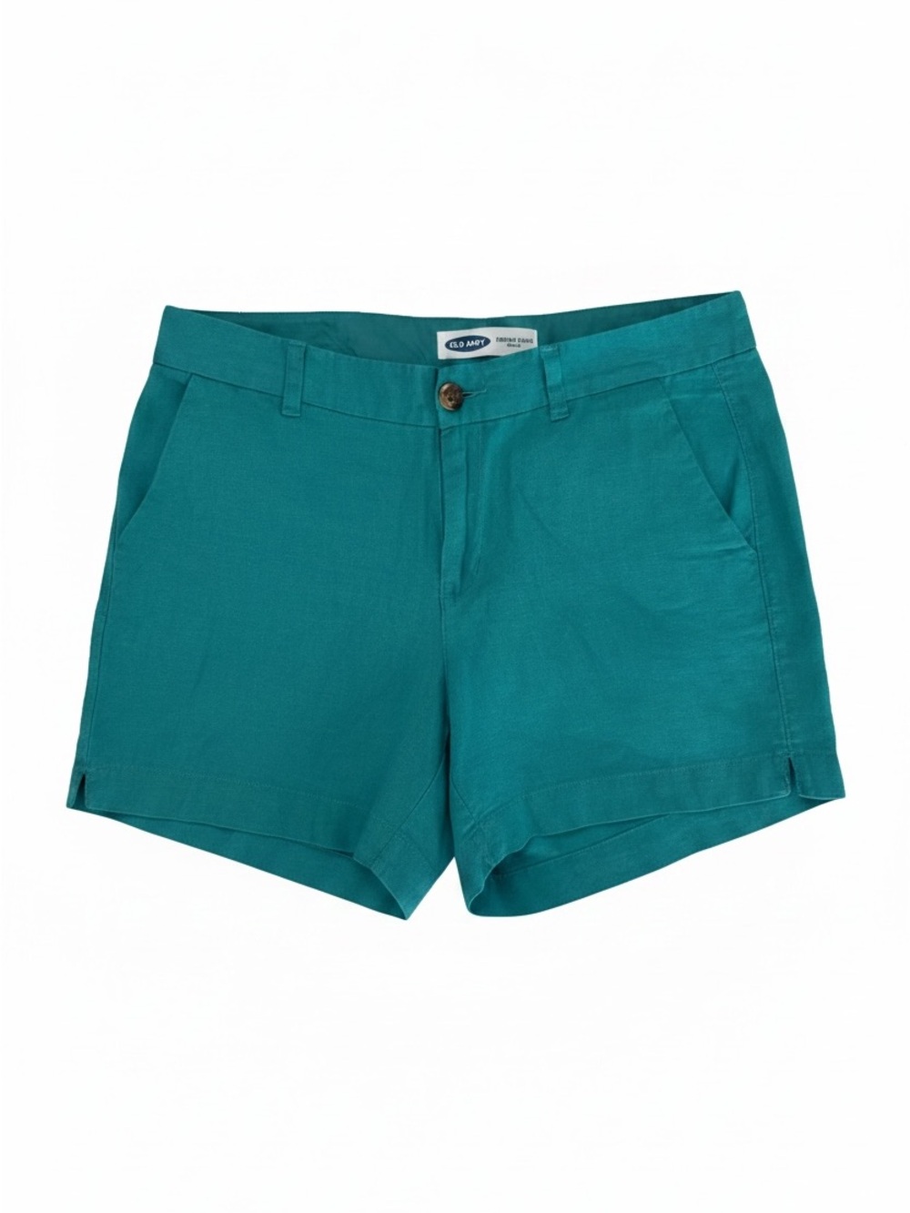 Teal Lightweight Mid-Rise Linen Shorts